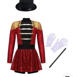 Ringmaster Kids Costume in Red and Gold